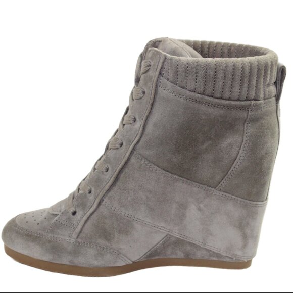 Veronica Beard Elissa Gray Suede Wedge Lace-Up Sneaker, Size 9 - Picture 4 of 9